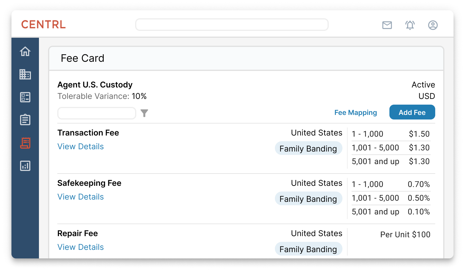 Single repository of all contractually agreed fee cards that fits your workflow